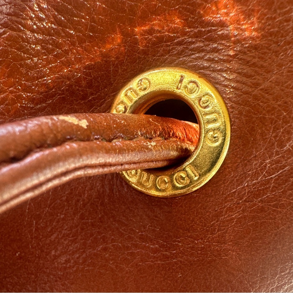 GUCCI | Vintage 1990s Bamboo Leather Backpack | Brown | Small/Medium w/ Dust Bag - Picture 10 of 16